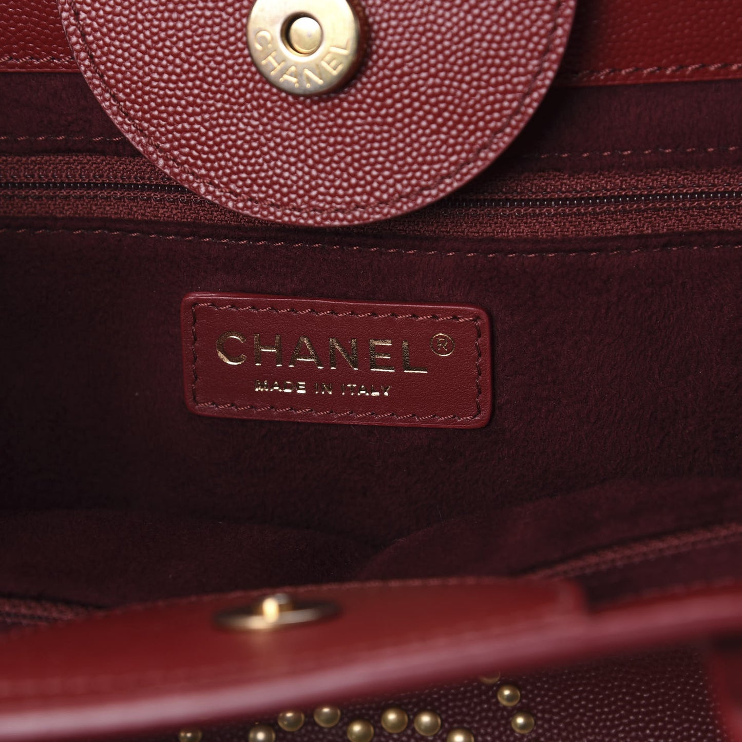 Caviar Small Studded Deauville Tote Red