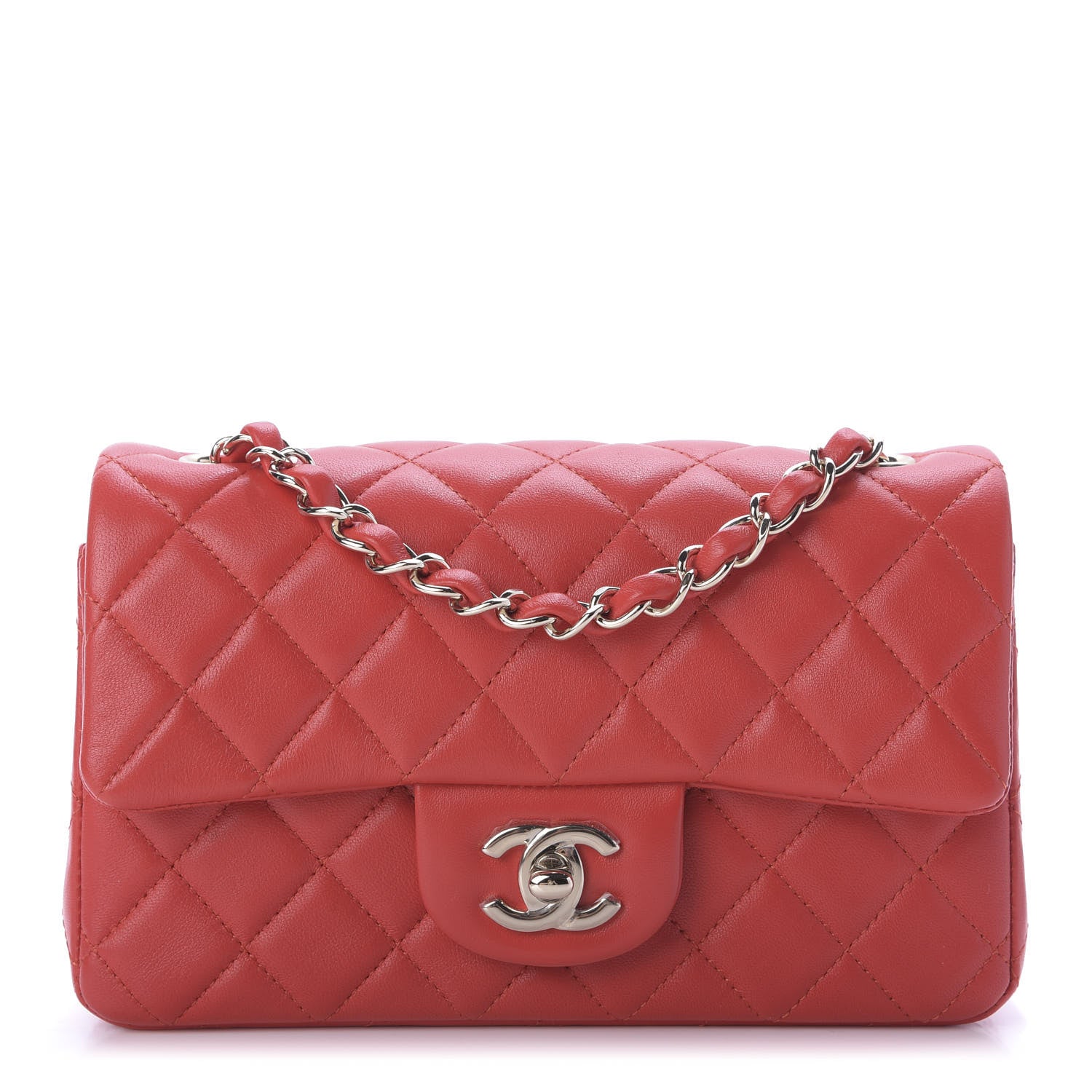 Chanel Lambskin Quilted Mini Rectangular Flap Red 1 of 10