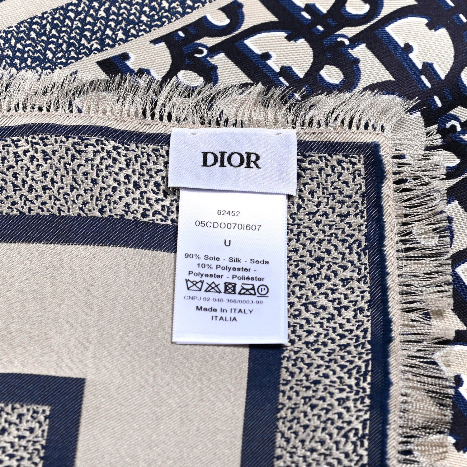 Christian Dior Silk Oblique Scarf Blue 2 of 4