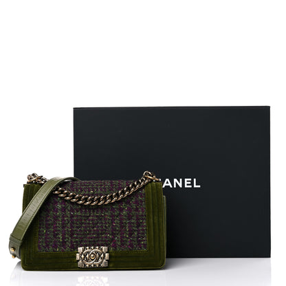Chanel Velvet Tweed Medium Boy Flap Green 15 of 15