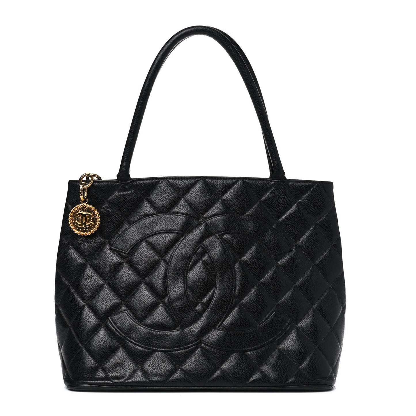 Caviar Quilted Medallion Tote Black