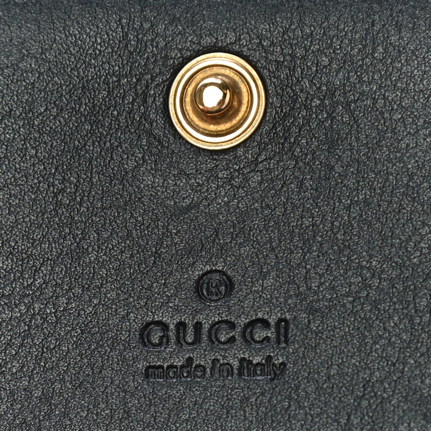 Calfskin Matelasse GucciGhost GG Marmont Card Case Wallet Black New Acquamarine