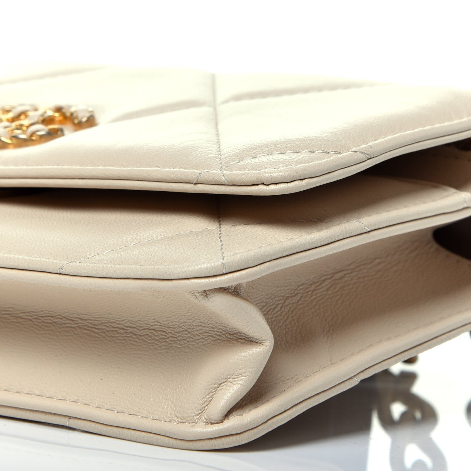 Chanel Goatskin Quilted Chanel 19 Wallet On Chain WOC Light Beige 10 of 10