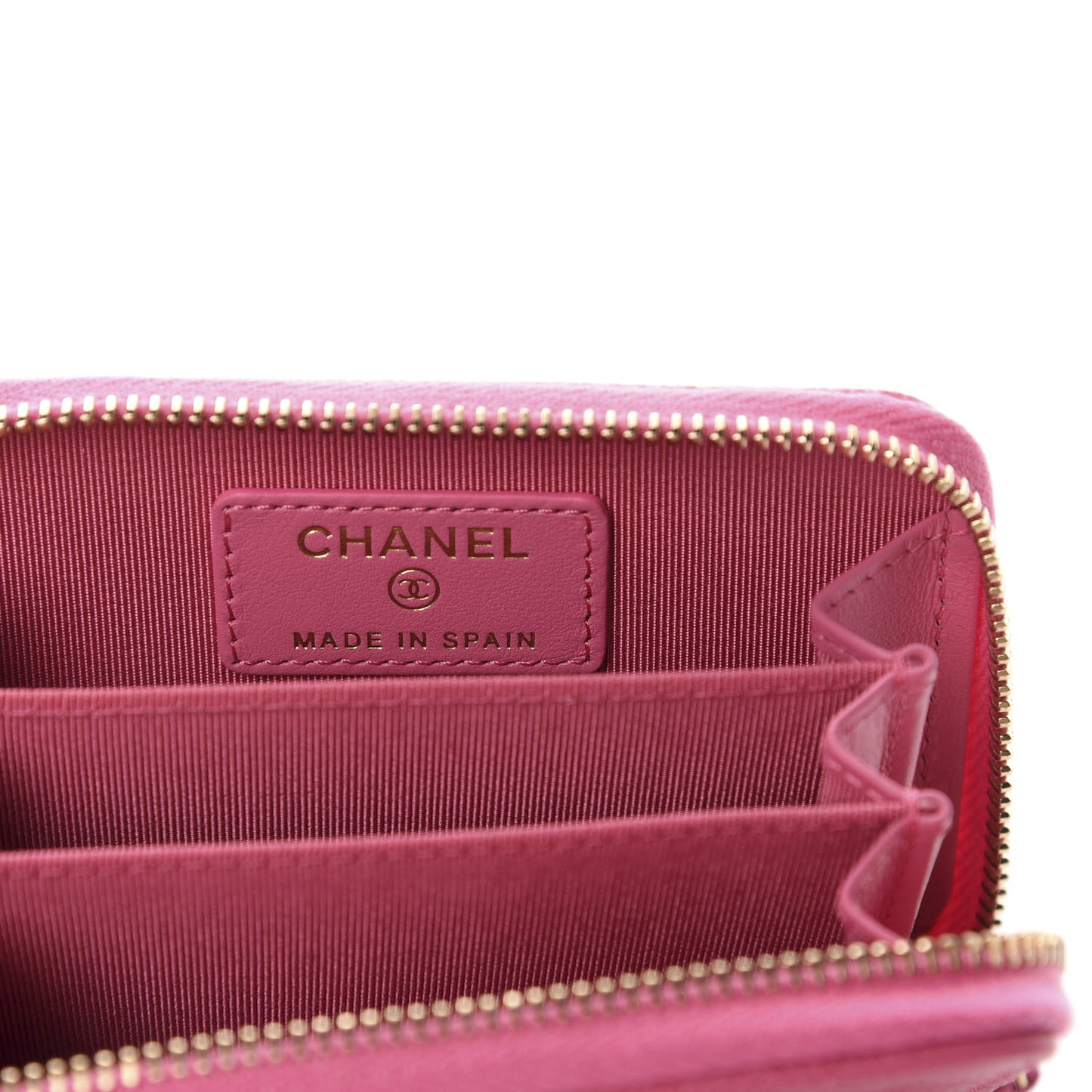 Caviar Quilted Zip Coin Purse Pink