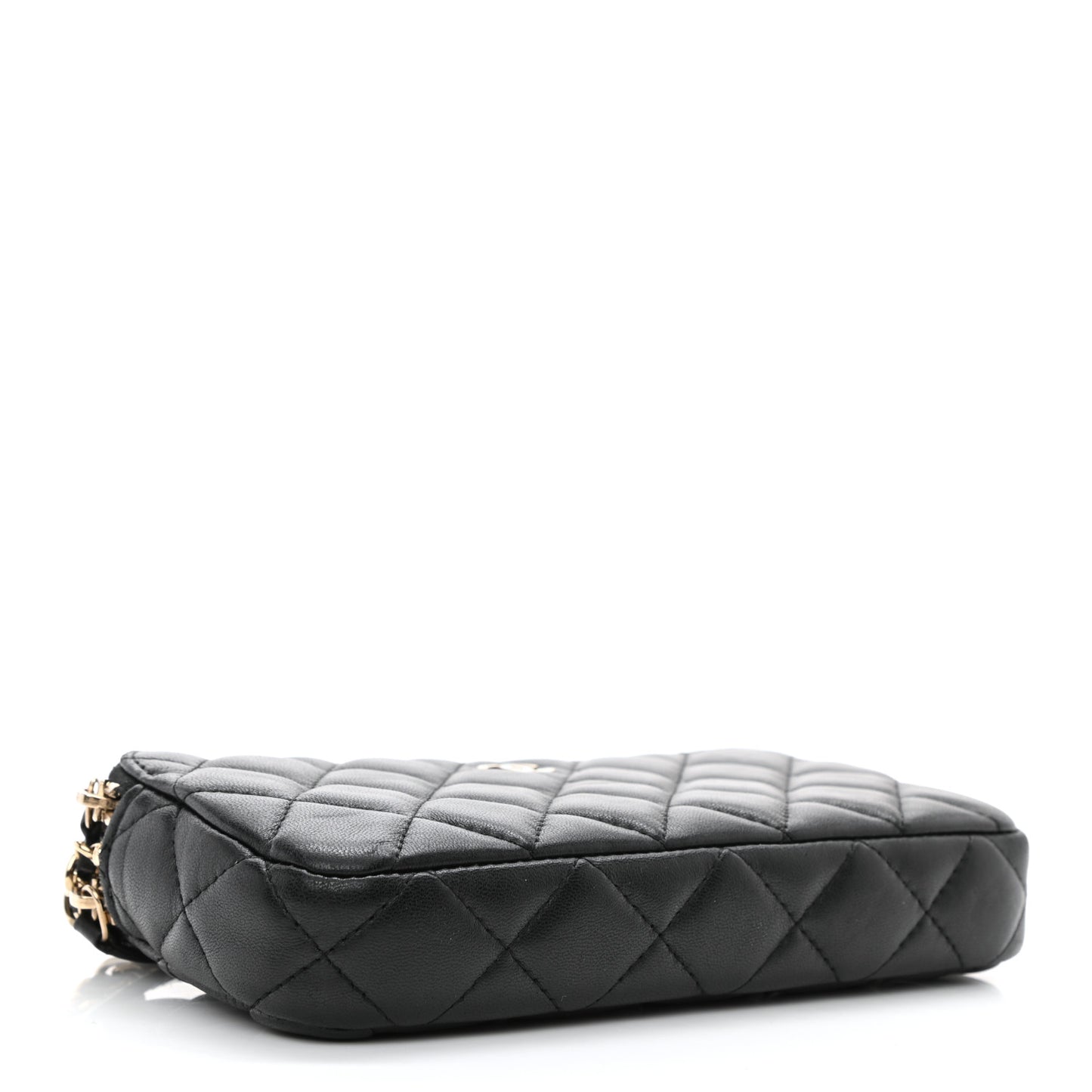 Lambskin Quilted Small Clutch With Chain Black