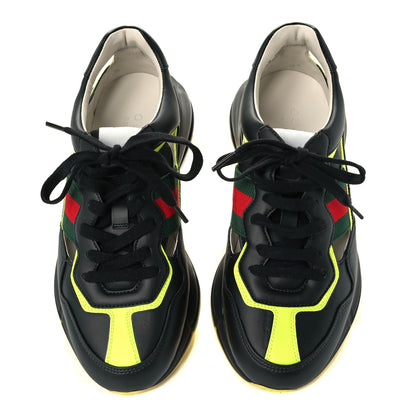 Gucci Demetra Web Mens Rhyton Cut Out Sneakers 6 Black Yellow Fluo 5 of 10