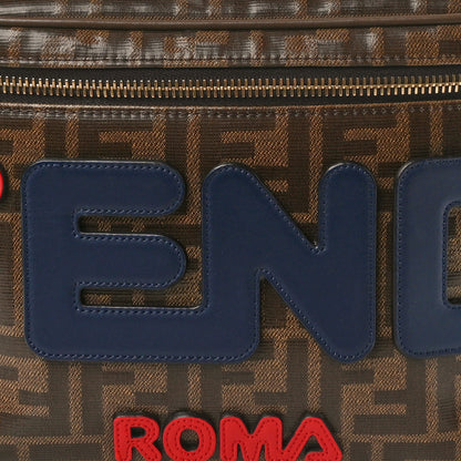 Fendi X FILA Glazed Fabric Vitello Century FF 1974 Mania Belt Bag Mogano Panna Blueberry 9 of 11