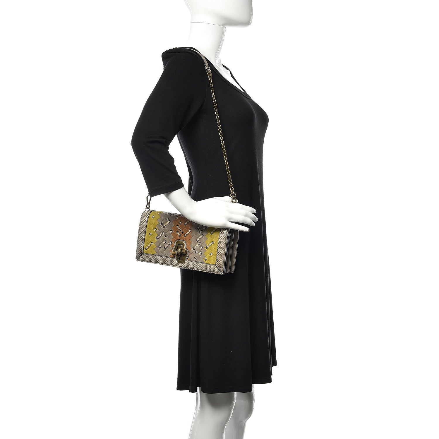 Bottega Veneta Nappa Ayers Intrecciato Club Stitch Knot Clutch Chamomile 2 of 9
