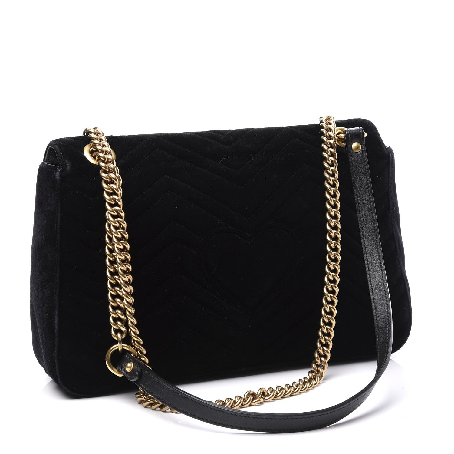 Gucci Velvet Matelasse Loved Embroidered Medium GG Marmont Shoulder Bag Black 2 of 12
