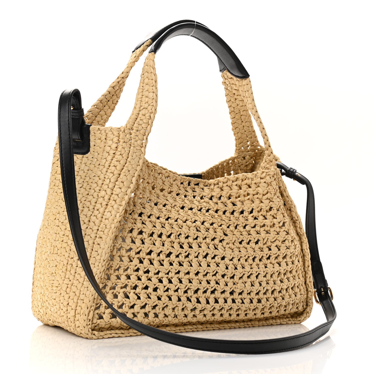 Stella McCartney Braided Raffia Eco Alter Napa Perforated Logo Crossbody Bag Natural 4 of 11