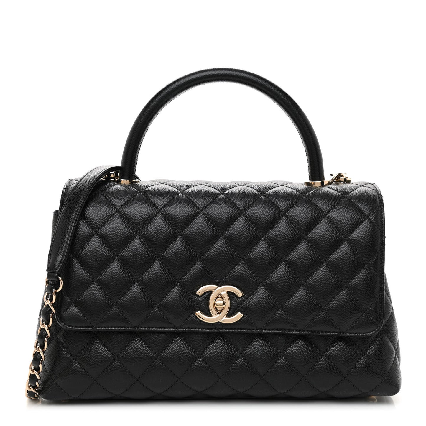 Caviar Quilted Small Coco Handle Flap Black