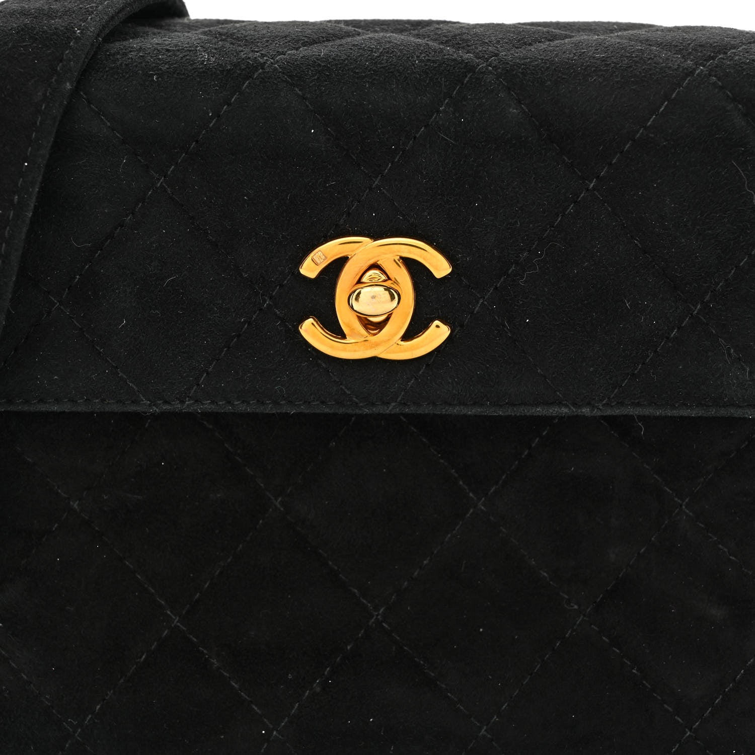 Chanel Suede Quilted Flap Shoulder Bag Black 9 of 11