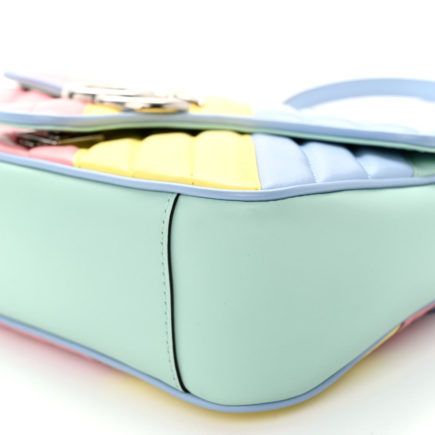 Gucci Calfskin Matelasse Diagonal Small GG Marmont Shoulder Bag Multicolor Pastel 10 of 11