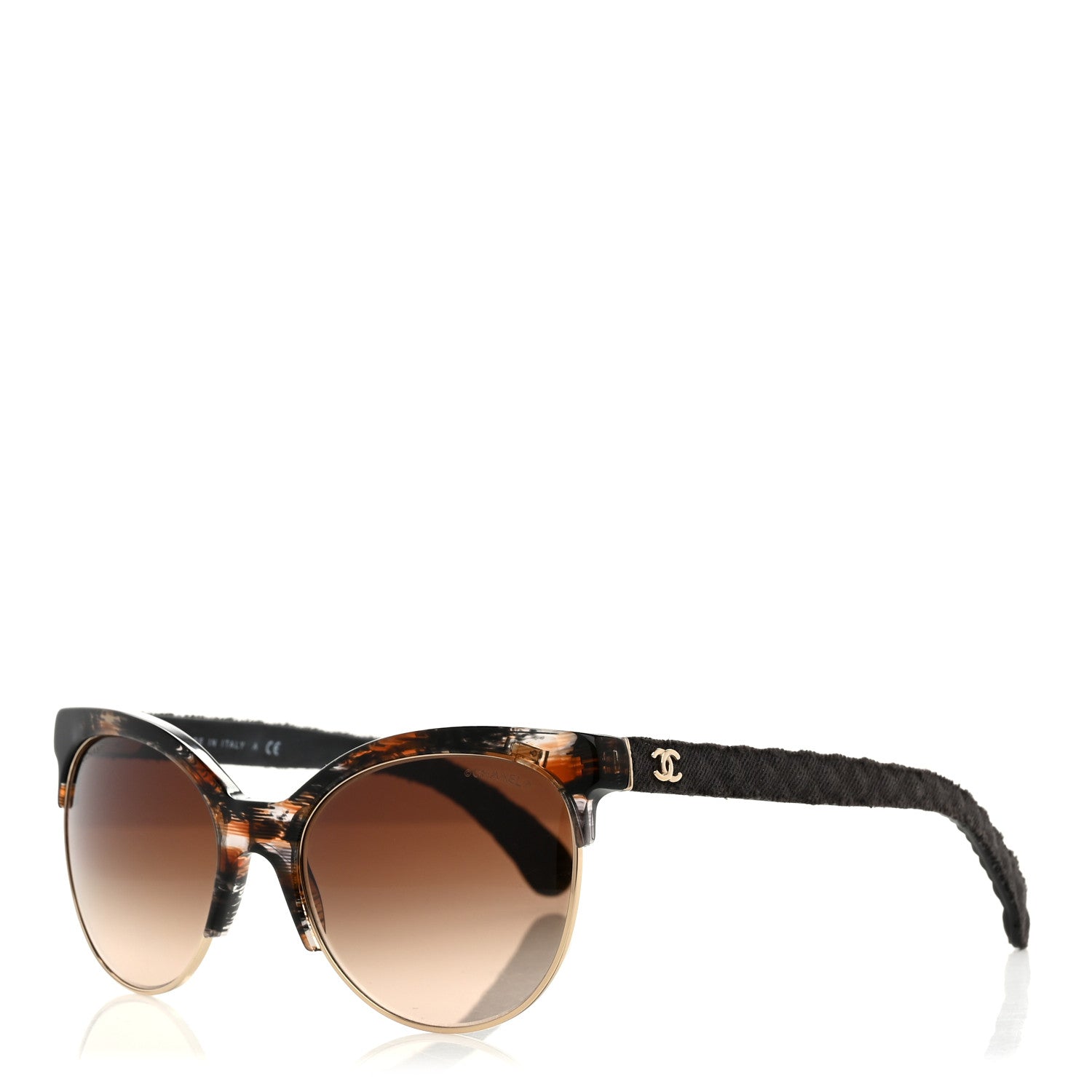 Chanel Denim Quilted Pantos Spring Polarized Sunglasses 5342 Brown 1 of 7
