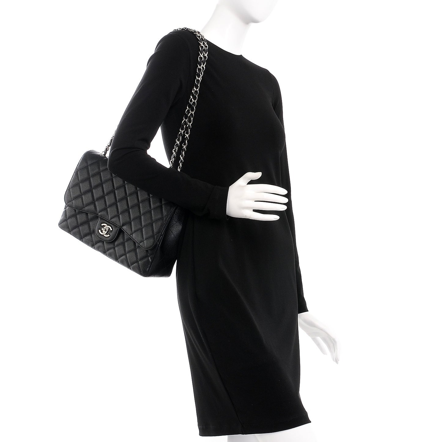 Caviar Quilted Jumbo Single Flap Black