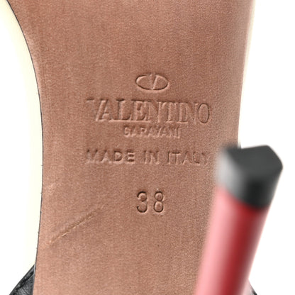 Valentino Garavani Nappa Rockstud Ankle Strap 100mm Sandals 38 Rosso Valentino White Black 7 of 8