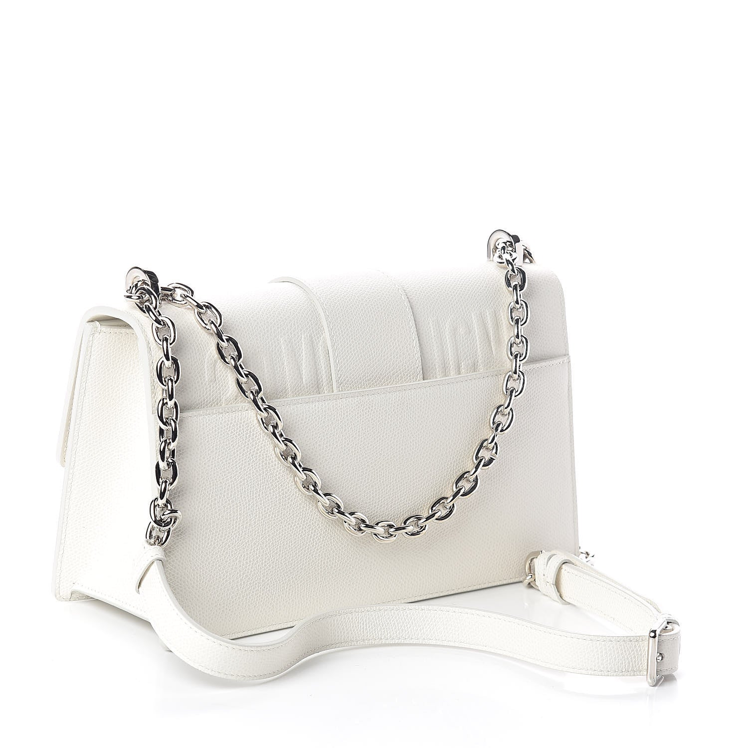 Christian Dior Grained Calfskin 30 Montaigne Chain Flap Bag White 3 of 8