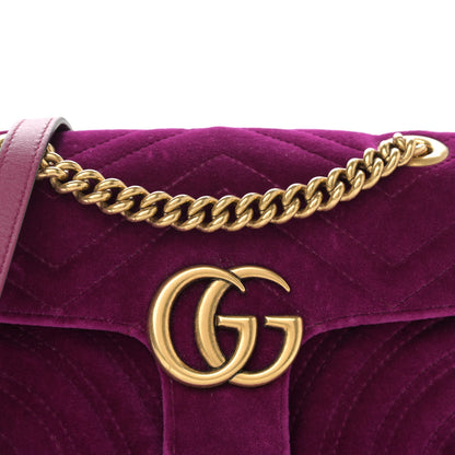 Gucci Velvet Matelasse Mini GG Marmont Shoulder Bag Fuchsia Violet Cyclamen 8 of 14