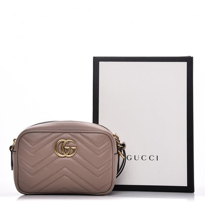 Gucci Calfskin Matelasse Mini GG Marmont Chain Shoulder Bag Nude 8 of 8