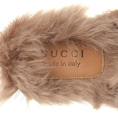 Gucci Goatskin Fur Web GG Mens Princetown Slippers 8 Cocoa 7 of 8