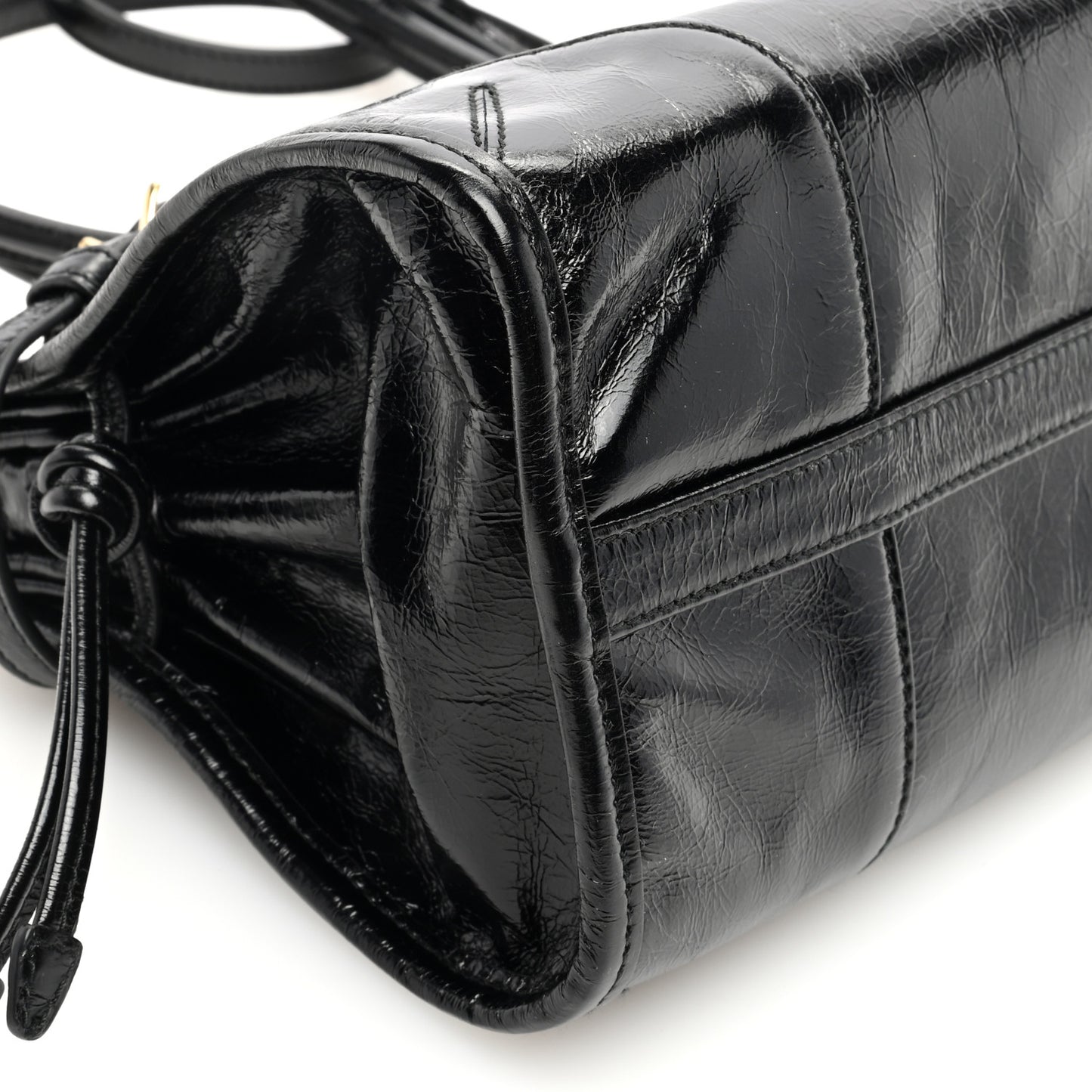Shiny Nappa Medium Shoulder Bag Black
