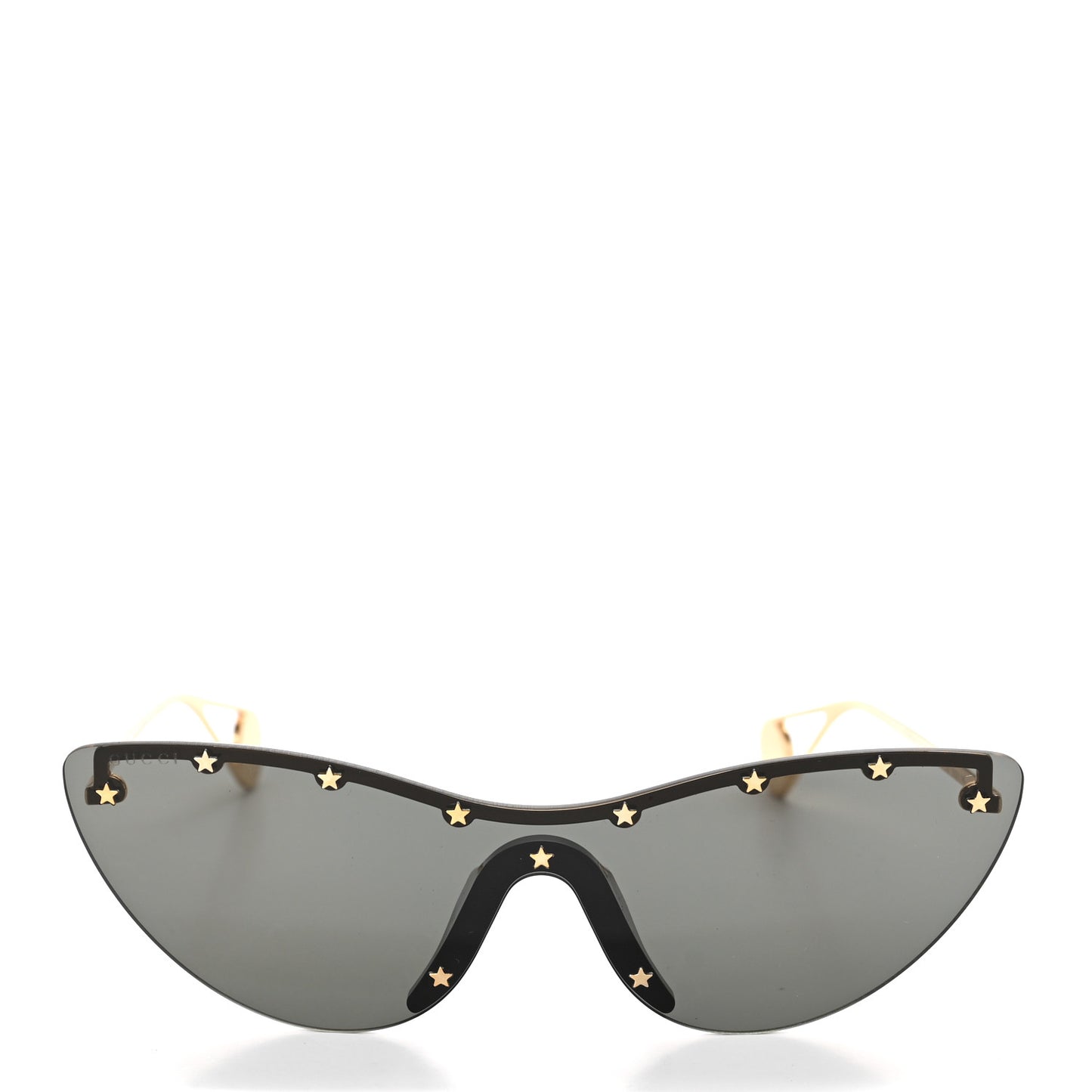 Metal Rimless Star Studded 90mm Cat Eye GG0666S Sunglasses Black Gold