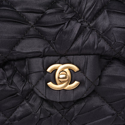 Chanel Satin Quilted Pleated Medium Single Flap Navy 9 of 11