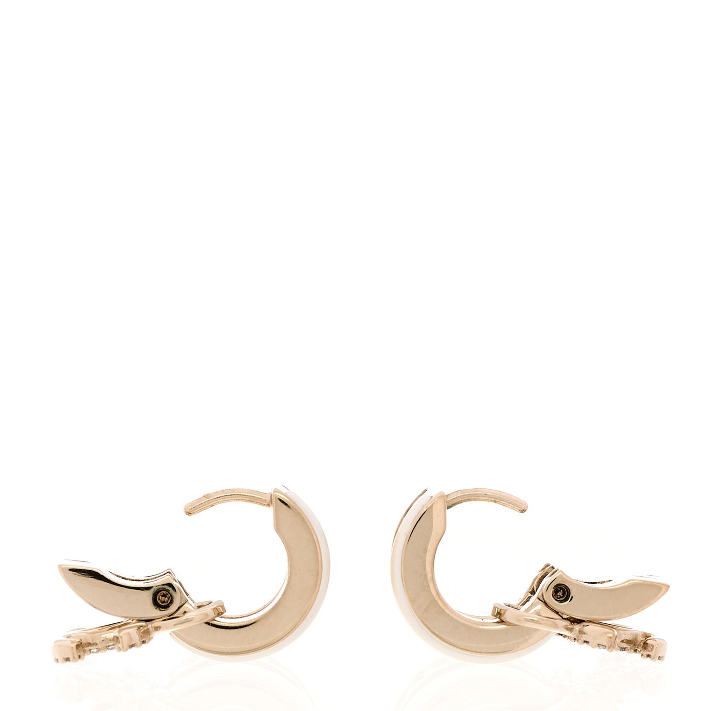 Crystal CC Hoop Drop Earrings Gold Pearly White