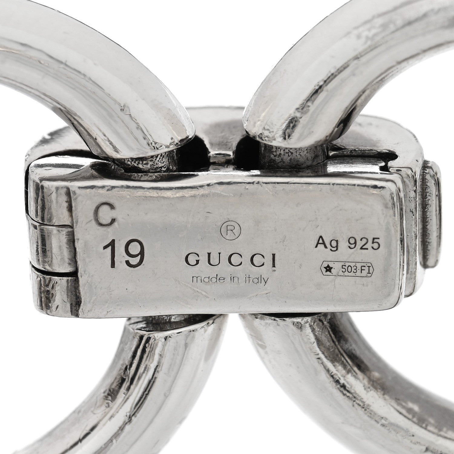 Gucci Sterling Silver Enamel Horse Head Link Chain Bracelet Blue Green 3 of 4