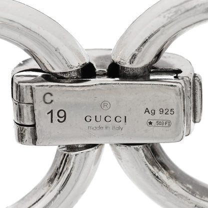 Gucci Sterling Silver Enamel Horse Head Link Chain Bracelet Blue Green 3 of 4