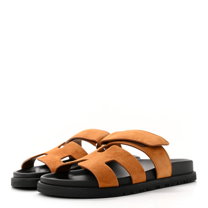 Hermes Suede Goatskin Womens Chypre Sandals 36 Naturel 3 of 14