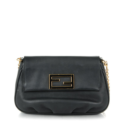 Fendi Vitello Flamingo Enamel Fendista Pouchette Crossbody Black 1 of 8