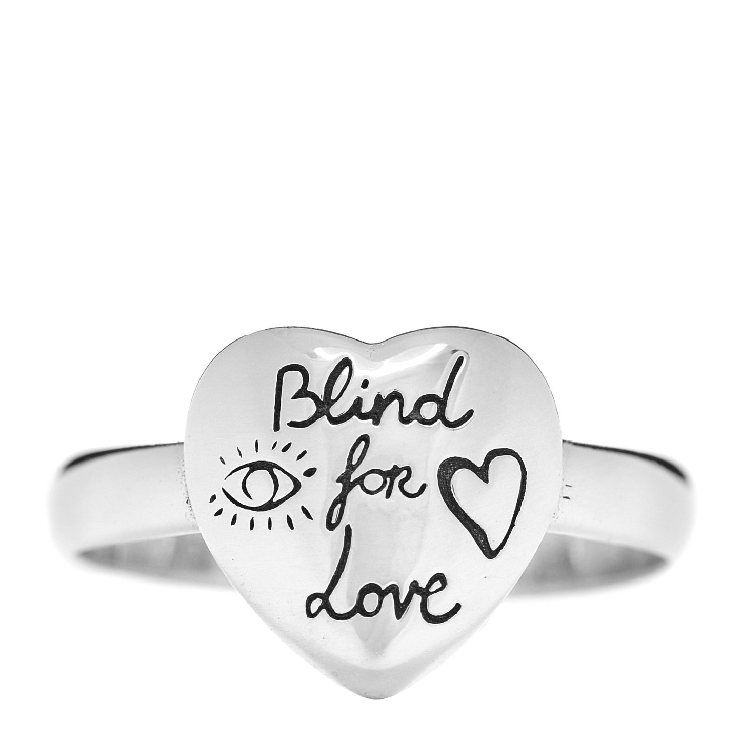 Sterling Silver Blind for Love Heart Band Ring 61 9.75