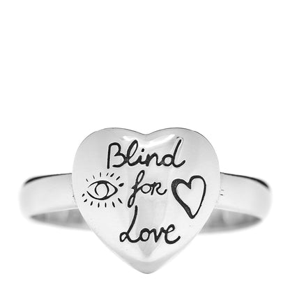 Gucci Sterling Silver Blind for Love Heart Band Ring 61 9.75 1 of 5