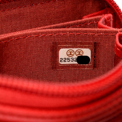 Chanel Caviar Quilted Boy Zip Around Coin Purse Wallet Red 7 of 7