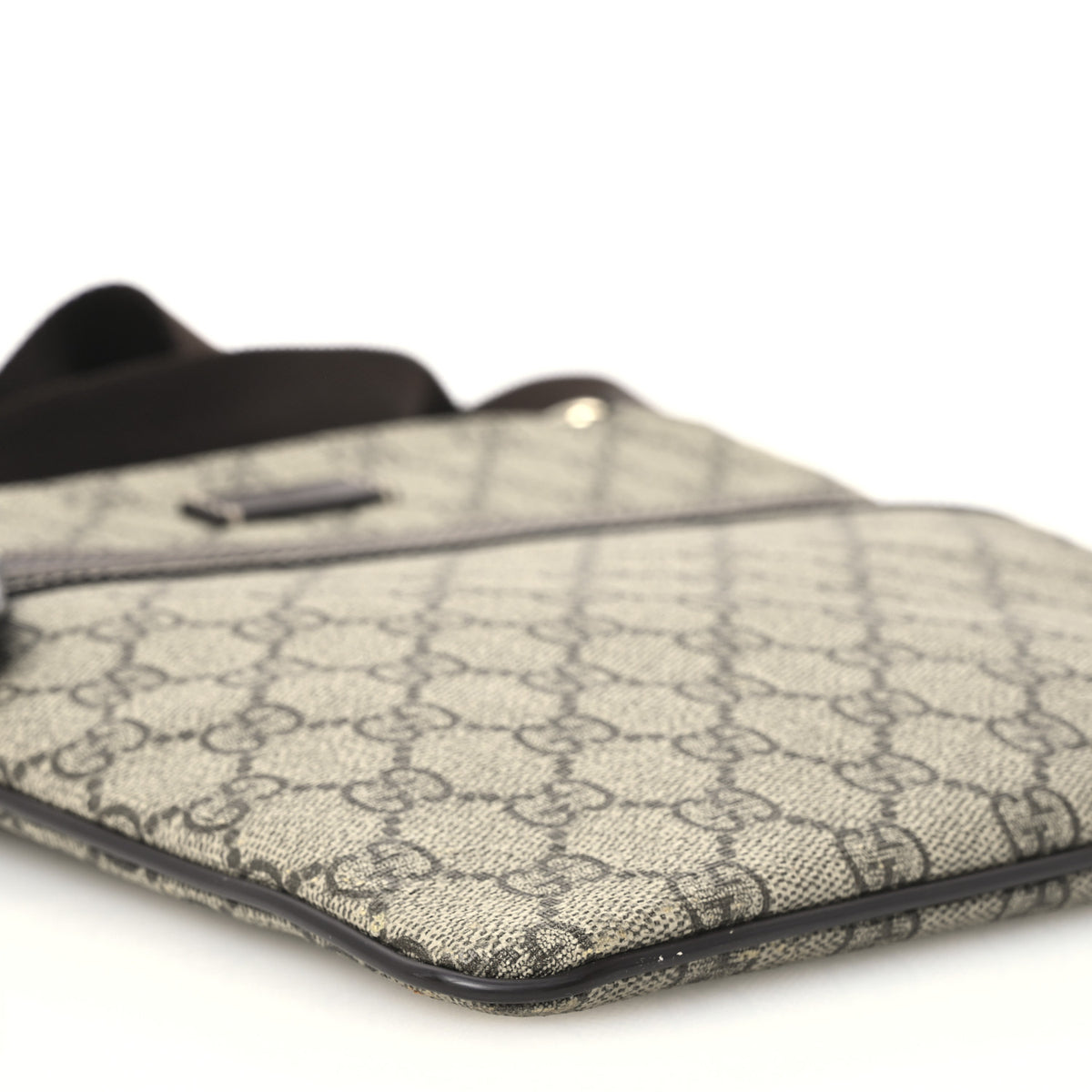 GG Supreme Monogram Selleria Calfskin Small Flat Side Zip Messenger Bag Beige Ebony Cocoa Dark Chocolate