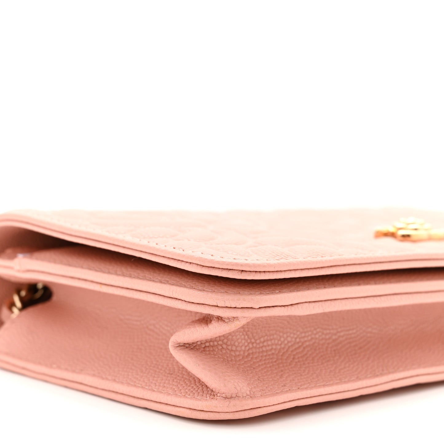 Caviar Camellia Embossed Wallet On Chain WOC Pink