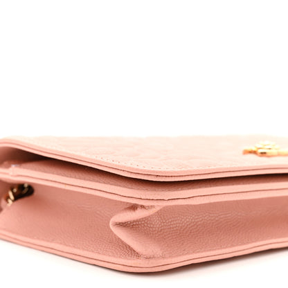Chanel Caviar Camellia Embossed Wallet On Chain WOC Pink 10 of 12