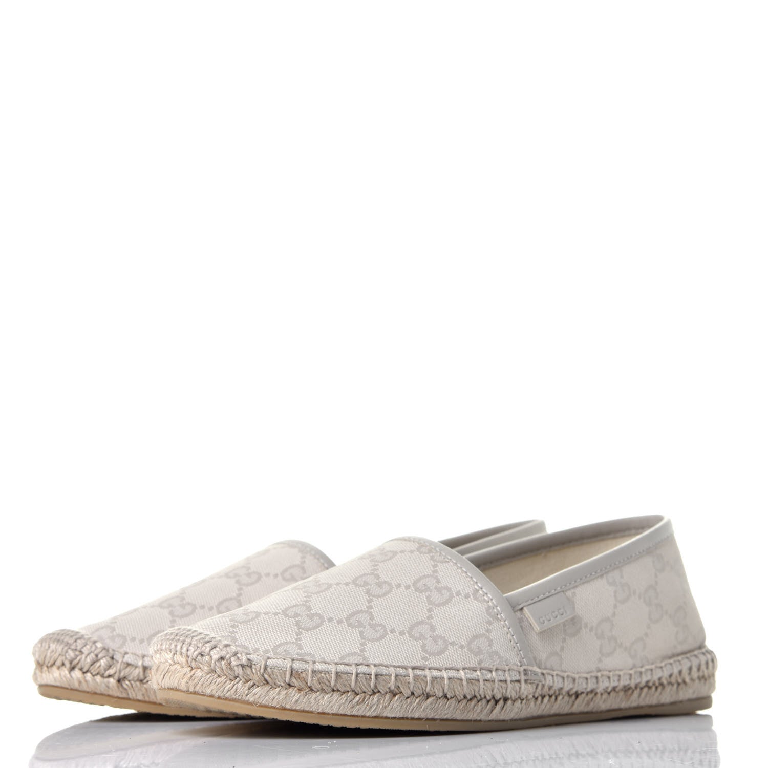 Gucci Washed Cotton Miro Soft Calfskin GG Monogram Espadrilles 37.5 White Mystic White 3 of 9