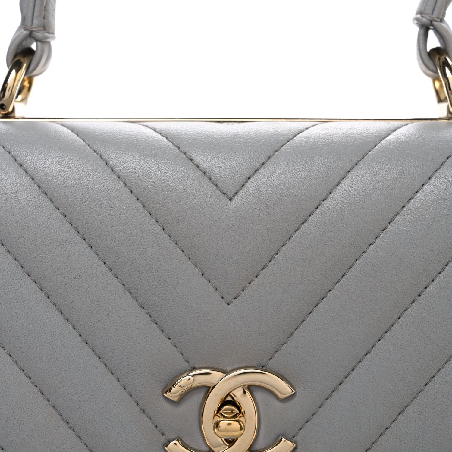 Chanel Lambskin Chevron Quilted Medium Trendy CC Dual Handle Flap Bag Grey 8 of 11