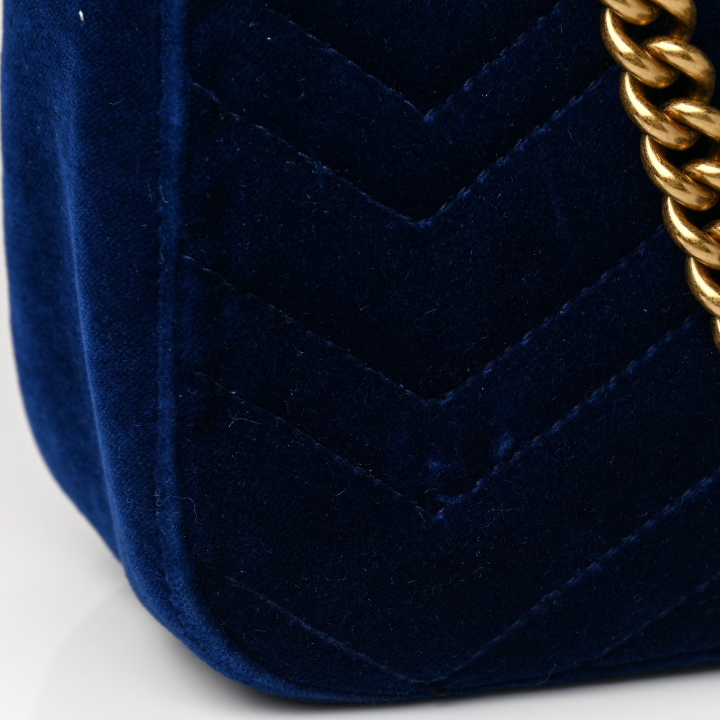 Velvet Matelasse Medium GG Marmont Shoulder Bag Cobalt Blue