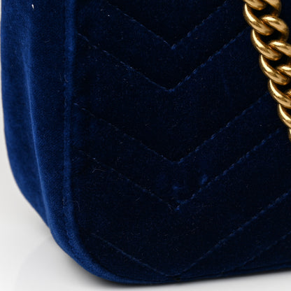 Gucci Velvet Matelasse Medium GG Marmont Shoulder Bag Cobalt Blue 13 of 14