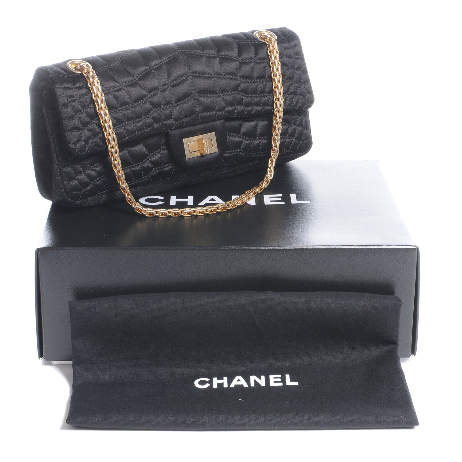 Chanel Satin Croc 2.55 Reissue Flap Black 4 of 6