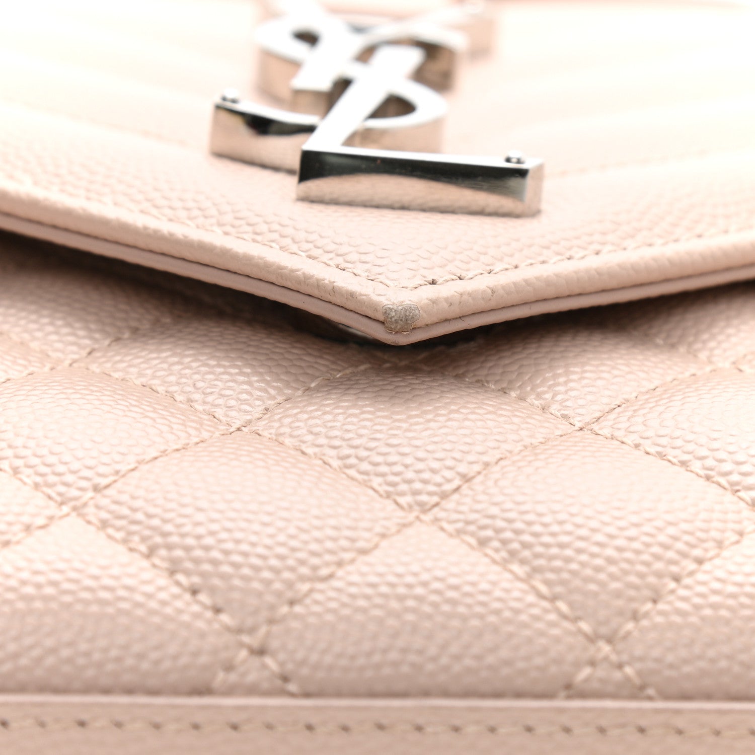 Saint Laurent Grain De Poudre Textured Mixed Matelasse Medium Triquilt Monogram Satchel Marble Pink 11 of 11