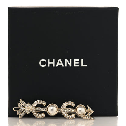 Chanel Pearl Crystal Queen of France Brooch Barrette Gold 4 of 4