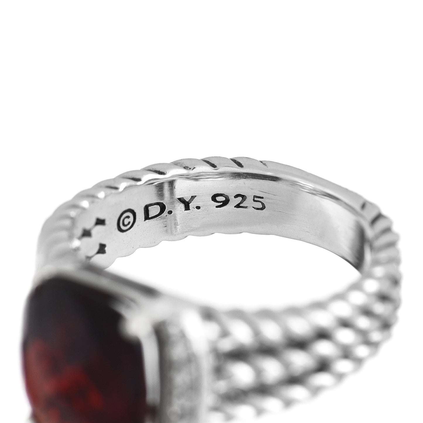 Sterling Silver Diamond Garnet 10mm Petite Wheaton Ring 49 4.75