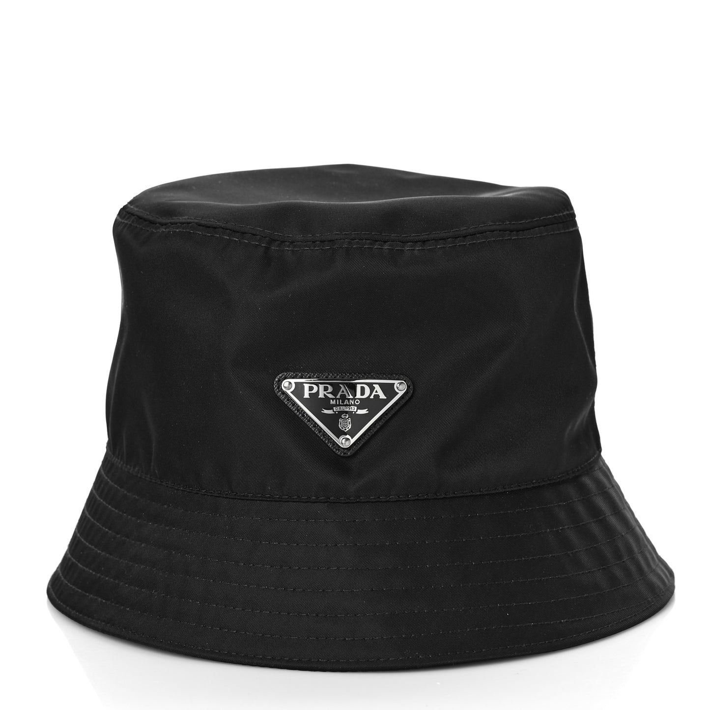 Re-Nylon Metal Triangle Logo Mens Bucket Hat M Black