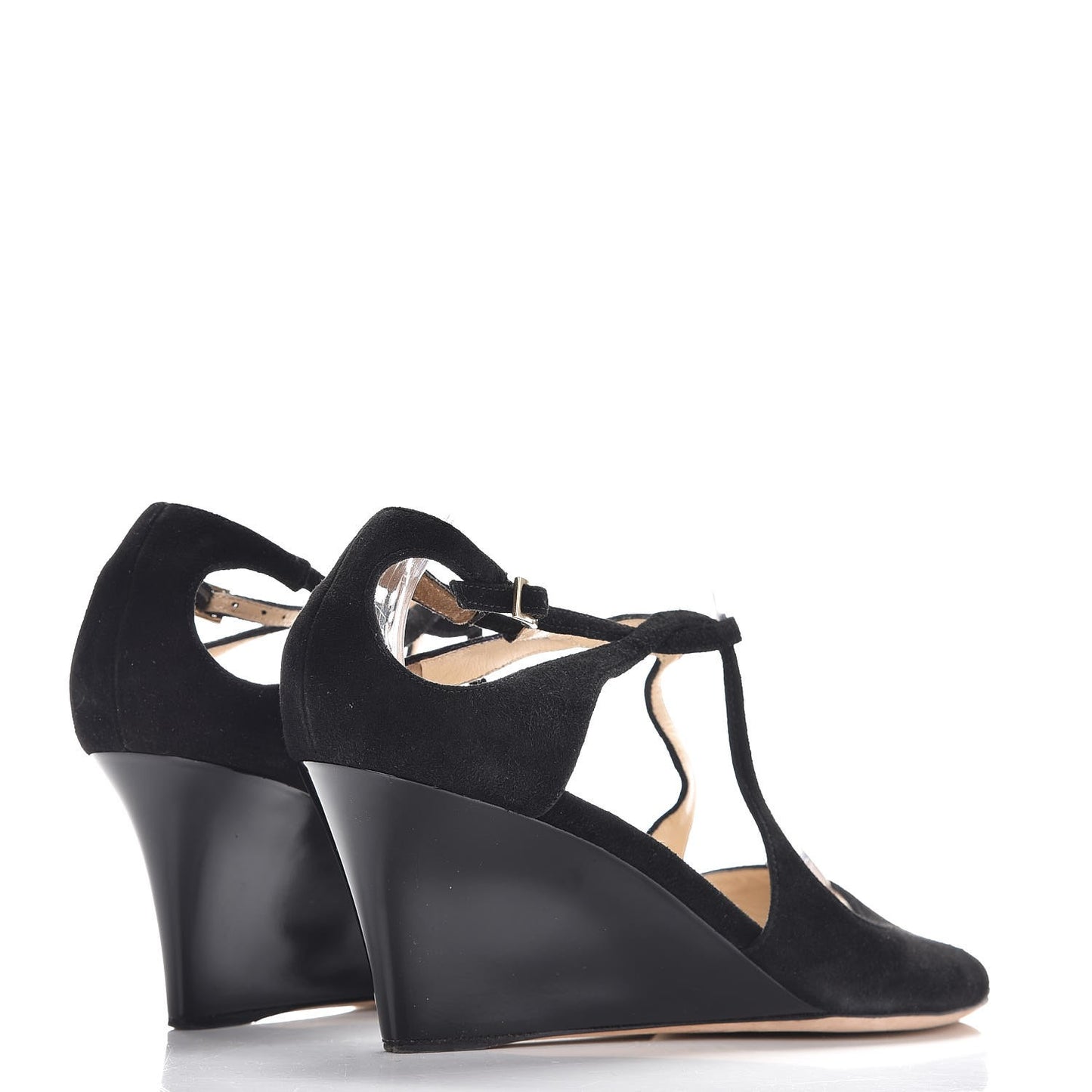 Suede Patent Verena Peep Toe Wedge Sandals 38 Black