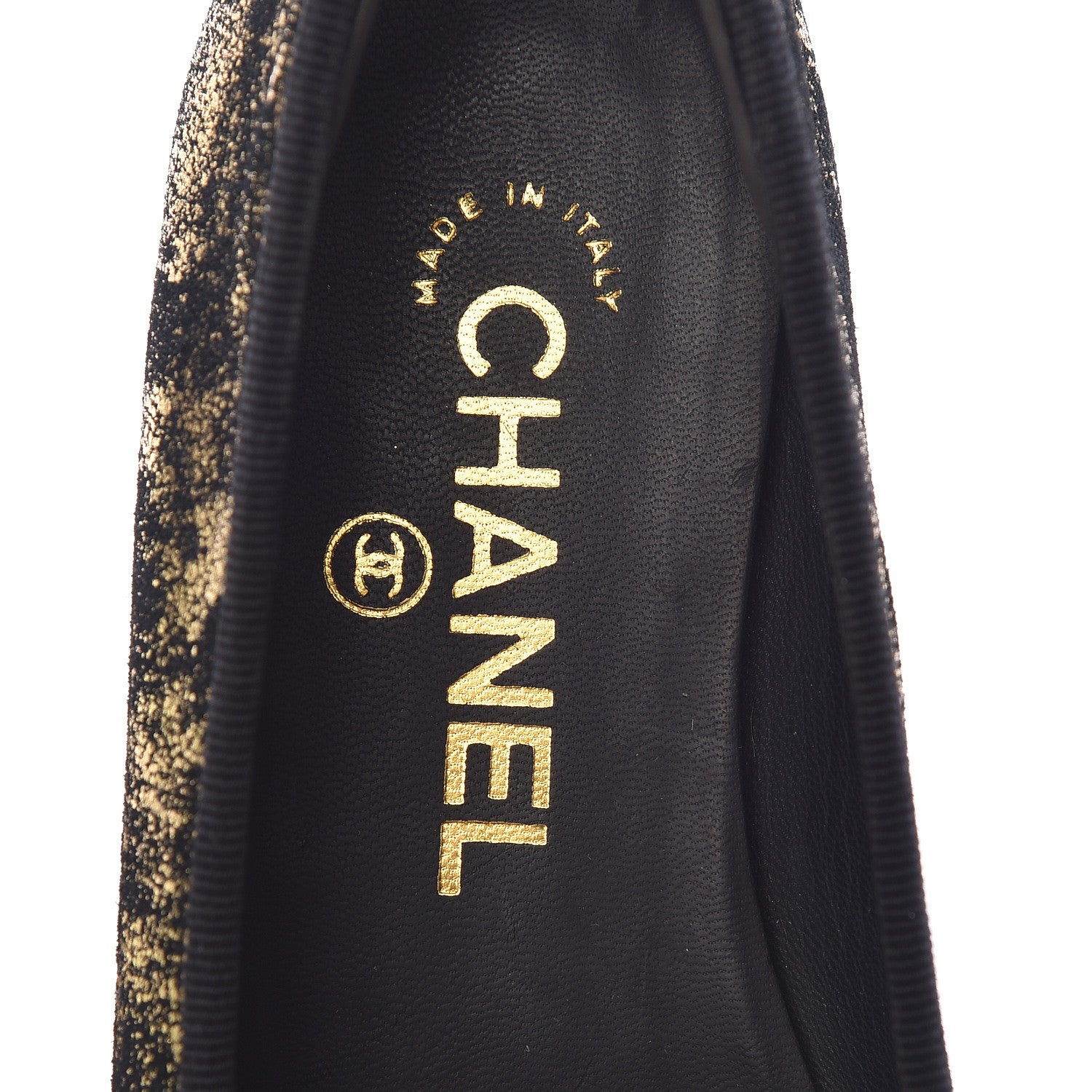 Chanel Laminated Suede Goatskin Cap Toe CC Ballerina Flats 35 Bronze 9 of 11