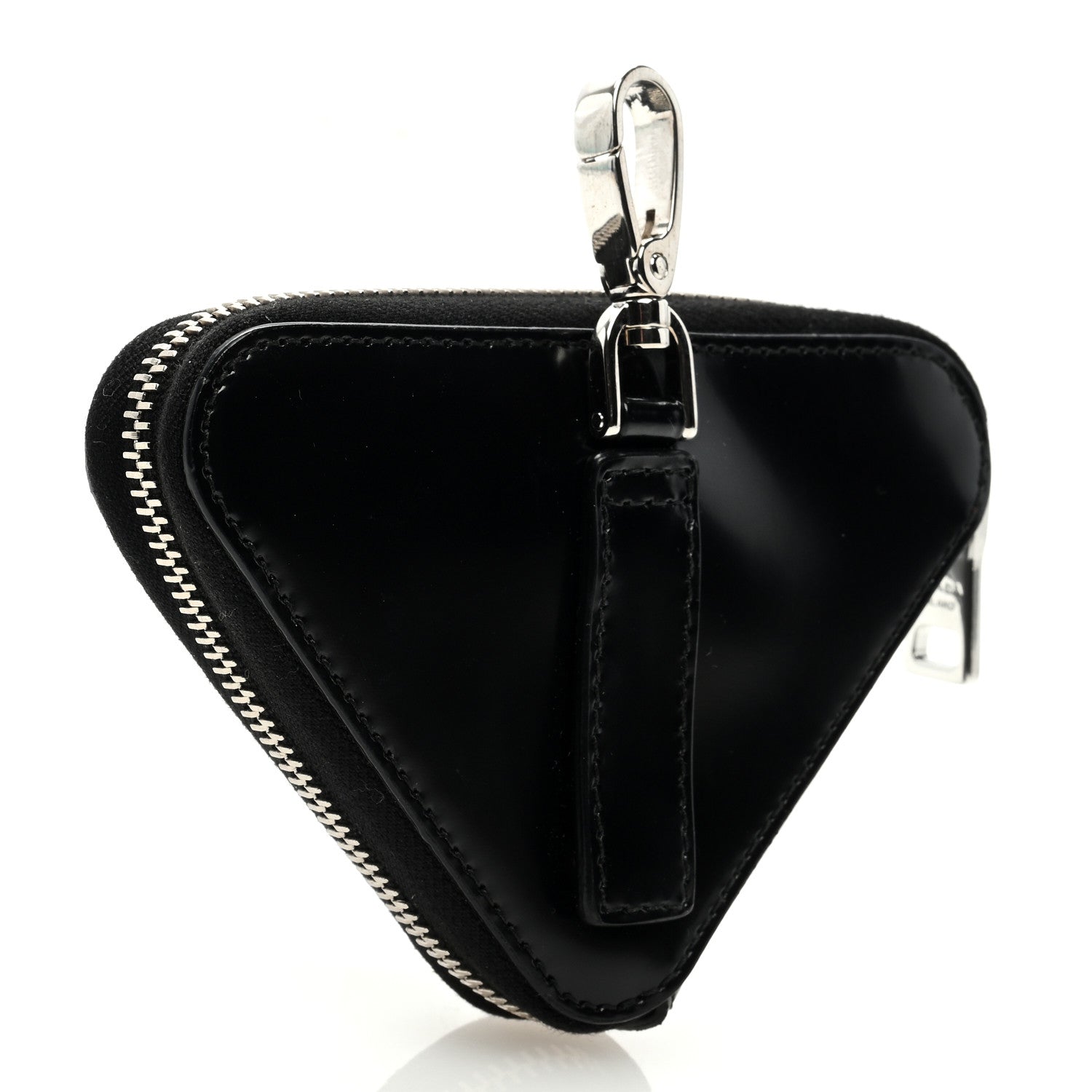 Prada Spazzolato Triangle Coin Pouch Bag Charm Black 3 of 6